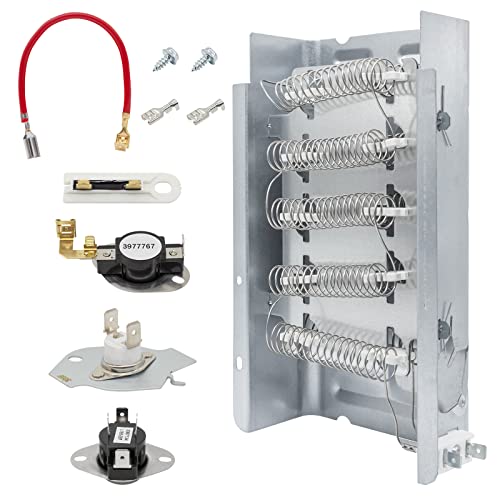 showingo Dryer Heating Element Kit 279838 for Whirlpool Cabrio Maytag Kenmore Roper Amana Dryer Heating Element Parts Thermostat Thermal Fuse Kit Include 3977393 3392519 3977767 3387134