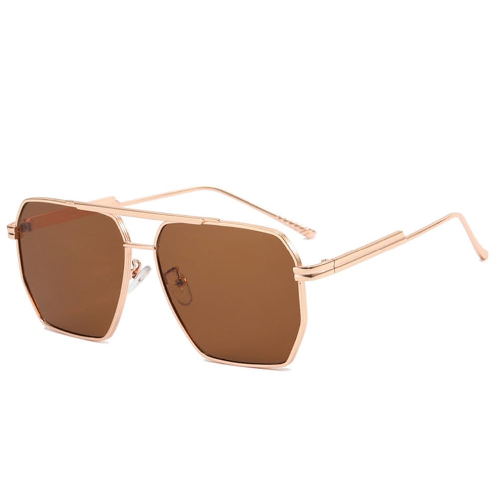 Übergroße quadratische Metallrahmen-Sonnenbrille für Damen und Herren, Vintage-Retro-Sonnenbrille, Damenbrille
