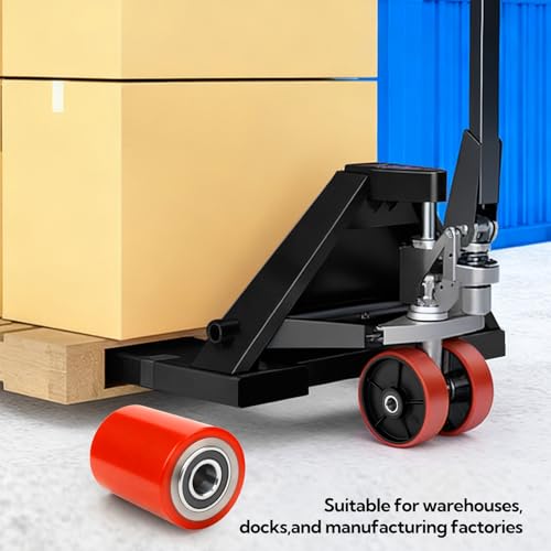 Image of GASHER Pallet Jack /Truck Steering Wheels Set with Axle, Steering Wheels 7 inchx 2 inch Pair, Front Load Roller 3 inch x 3.75 inch Pair with Bearings,for Most Hand Pallet Jacks