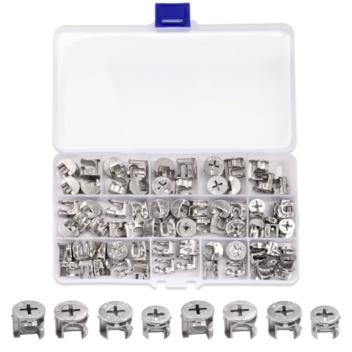 SPEEDWOX 80個入り カムロックナット 家具用コネクターカムロック金具 家具用カムロックナット 家具接続カム継手 ジョイントコネクターロックナット キャビネット 引き出し 12x10mm 15x10.5mm 15x11.5mm 15x14mm 収納