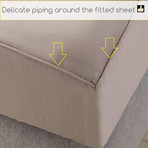 Queen's House Solid Color Taupe Bed Sheet Sets 4-Piece Deep Pocket Queen Sheets-Style D #TOP4