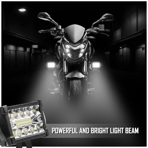 Image of FABTEC 18 LED 4 Inch /10 cm Bar Light LED Fog Light for All Motorcycles /Bike /Scooty /E-Rikshaw (Set Of 2) (4 Inch,White) (6 Month Warranty)