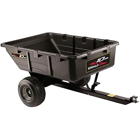 Brinly PCT-101BHC-A2 10 cu.ft. 650lb Heavy Duty Tow-Behind Poly Utility Cart & Dump Trailer with Compression Molded Bed & Built-in Zerk Fitting Wheel Bearings Cover