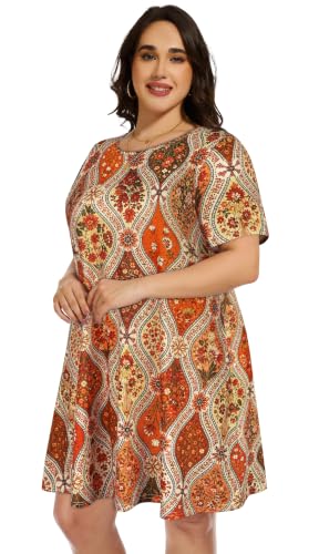 Image of Plus Size Summer Dresses Casual Tshirt Dress Loose Beach Pockets Sundress