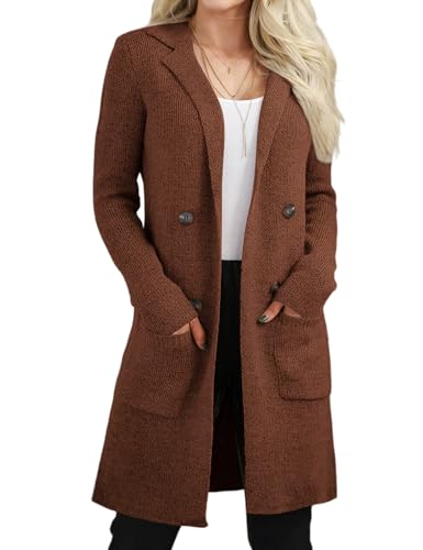 VIMPUNEC Women's Open Front Long Cardigan Sweaters Fall Casual Knit