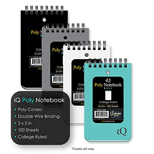 Ischolar Double Wire Poly Memo Book, 3 X 5", Top Open, Color Will Vary (94350) #TOP3