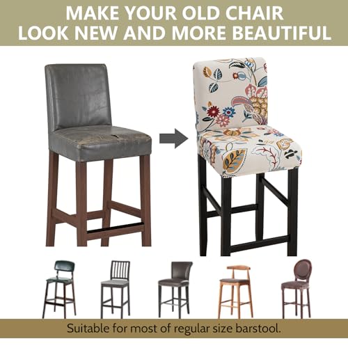 Image of Bar Stool Covers Counter Chair Slipcovers Set of 2,Color 03 | Stretch Barstool Seat Covers,Washable Removable Pub Tall Stool Slipcover,Bar Chair Cover for Kitchen Dining Room Cafe