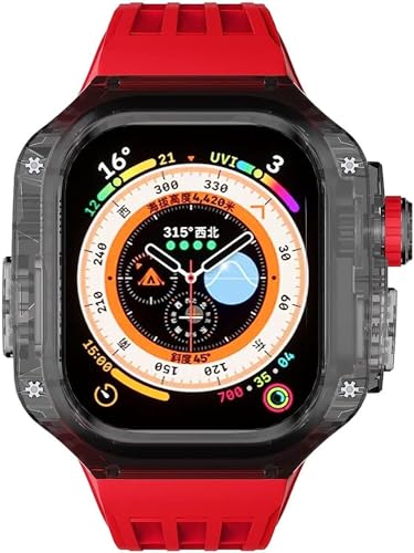 Boîtier transparent iwatch Ultra 49 mm anti-choc avec bracelet fluororubber confortable