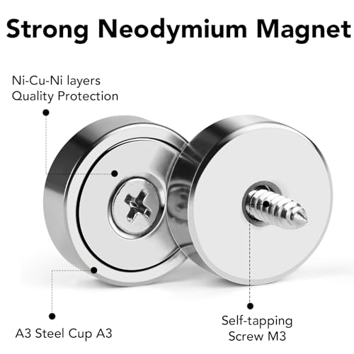 Image of LOVIMAG Strong Neodymium Rare Earth Magnets, 20LBS-24 Pack | Heavy Duty Cup Magnet with Countersunk and Screws for Tool Room, Kitchen Doors, Wall Mounting, Office