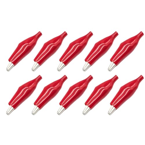 Small Black Red Soft Plastic Coated Testing Probe Test Clips 10Pcs Metal Clip Crocodile Electrical Clamp