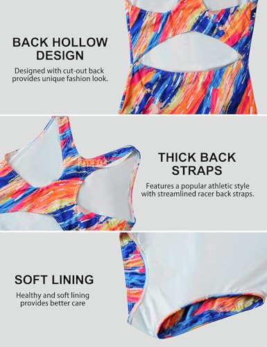 Image of Girls' Swimsuit One Piece Swimming Suits Flyback Swimwear for Practice