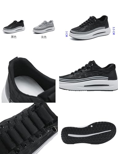 MOYOWEI Men's Print Fashion Sneakers,Lightweight Comfort Non-Slip Shock-Absorbing Elastic Lace-Up Height Casual Shoes2