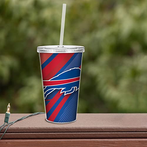 Image of Rico Industries NFL Football 16oz Clear Tumbler W /Straw for NFL Fans