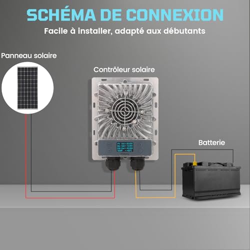 ELEJOY 600W MPPT Solarladeregler 99% Nachfühleffizienz Ausgang 10–60 V einstellbar Mit LCD-Solarpanel Reglerbildschirm Luftgekühlte Kühlung