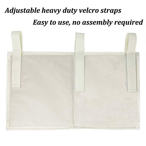 Sugaroom Bedside Storage Caddy, Bunk Bed Organizer Bed Storage Pocket Bedside Organizer Hanging Bed Storage Caddy for College Dorm Room, Hospital Bed Rails, Baby Bed, Camp (White) - Thumbnail 6