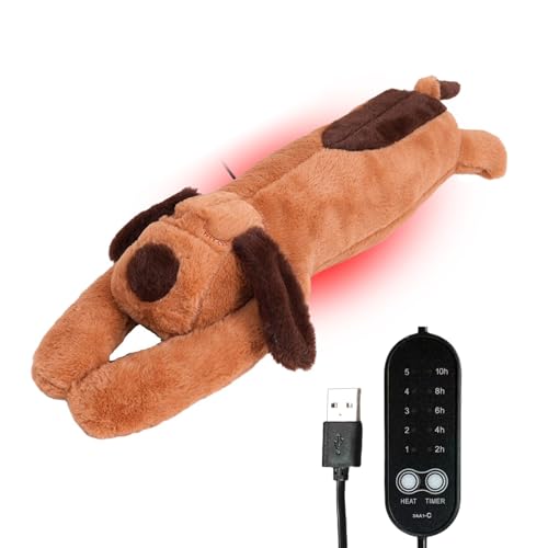 YNPQTDS Cojín de calor de peluche para adultos | Perros de peluche cálido con USB | Peluche eléctrico con regulación de temperatura y apagado automático | Para hombros, cuello, espalda y vientre