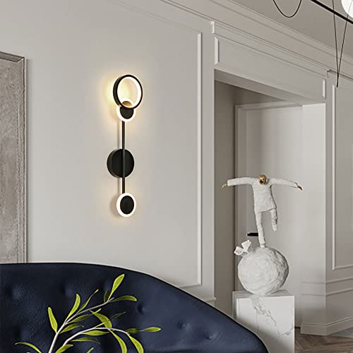 Aplique de pared LED negro geométrico redondo de 18W para iluminación interior 3