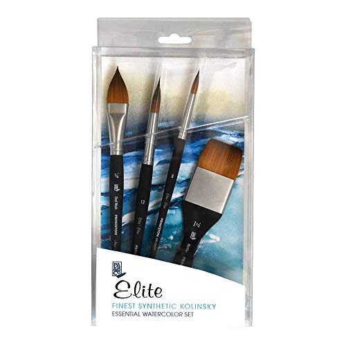 Princeton Elite NextGen Artist Brush, Synthetic Kolinsky Sable for Watercolor, Series 4850, 4 Piece Professional Set (4850BSET)