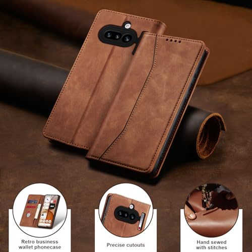 Image of Jasonyu Flip Wallet Case for Nothing Phone 4a 5G,Brown
