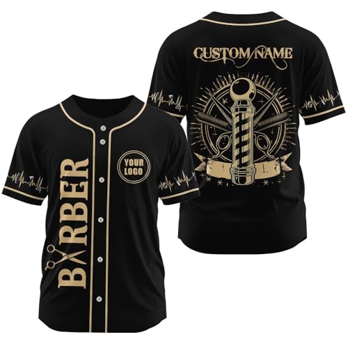 Camiseta personalizada de béisbol Barber Shop para hombres, mujeres y niños miniatura 1