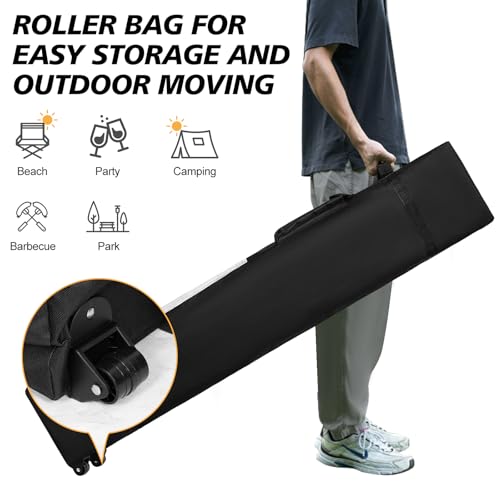 WEIZE 10x10 pop up Canopy Tent, One-Button Push Setup, Adjustable Height pop up Gazebo, Instant Portable Shelter, 4 Weight Bags, Sun Shade for Events & Camping, Silver Coated Top, Black