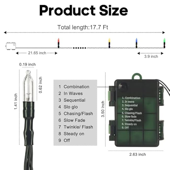Battery Operated Christmas Lights Outdoor, 2 Pack 17.7FT 50 Multicolor Mini LED Xmas Lights, Luces Navide?as String Lights with Remote Control, 8 Lighting Modes,Timer for Holiday Decoration