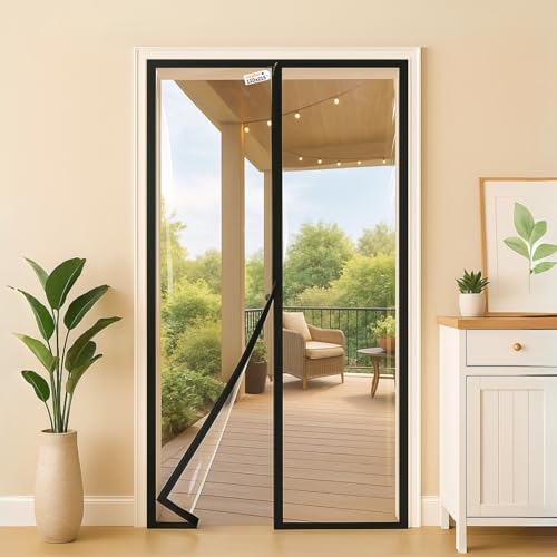 Image of Royalkart Transparent PVC Magnetic Door Curtain | Hands Free Self-Closing Screen | Blocks Insects & Outside Dust | Clear See-Through Screen for Home, Kitchen, AC Room, Shop | Door Size- 110cm x 215cm