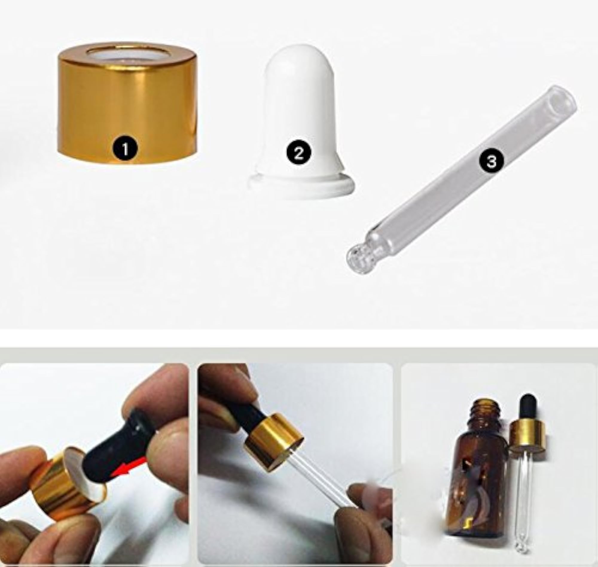 3pcs Clear Glass Essential Oil Dropper Bottles, 50ml
