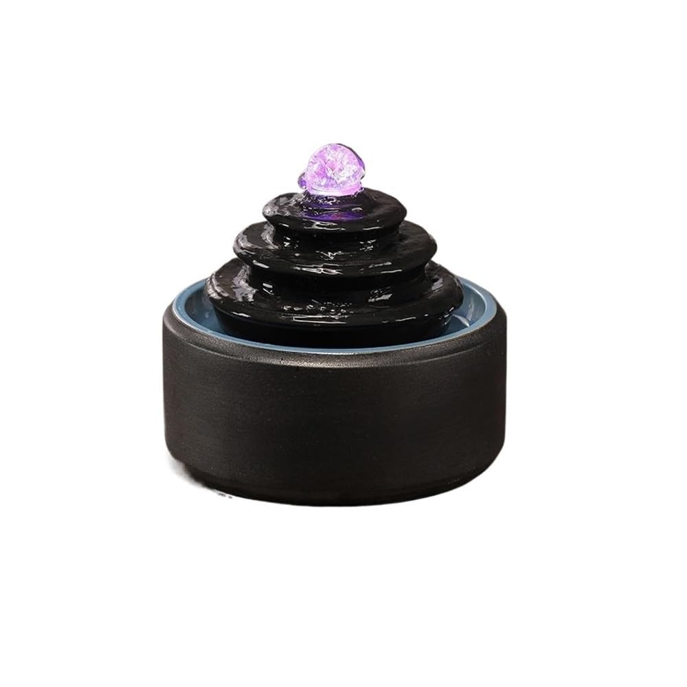 ZTHYSHOZ Tabletop Fountain Waterfall Tabletop Fountain Decorations, Desktop Water Ornament for Home Office(Black)
