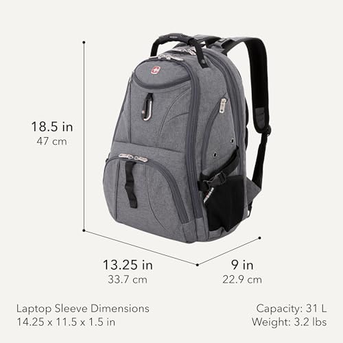 Image of SWISSGEAR 1900 ScanSmart Laptop Backpack, Fits Most 17-Inch Laptops, TSA-Friendly Lay-Flat Design, RFID Protection, and Tablet Pocket, Black, 31L, 18.5-Inch