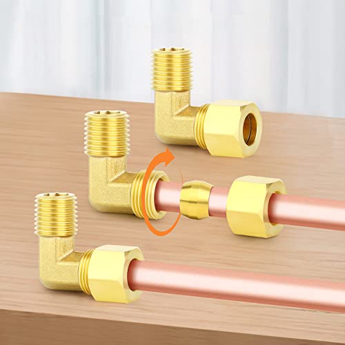 Gasher JQ-634 10Pcs Brass 90 Degree Elbow Compression Tube Pipe Fitting Connector thumb #3