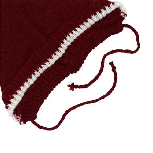 Image of Babies Woolen Sweater for Boys and Girls 6 to 12 Months, Maroon, Long Sleeve, V-Neck, 3 Pcs Set with Cap and Socks