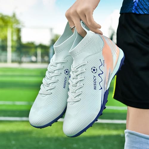 NISOCY Soccer Shoes for Mens Womens Professional Cleats High-Top Athletic Turf Football Shoe Outdoor/Indoor Professional Futsal Football Training Sneaker4