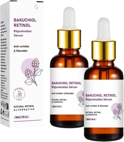 Bakuchiol Retinol Serum 2PCS Korean Anti Aging Skincare Reduces Wrinkles and Fine Lines Improves Skin Texture and Elasticity Natural Retinol Alternative for Firm Smooth Radiant Complexion 2025