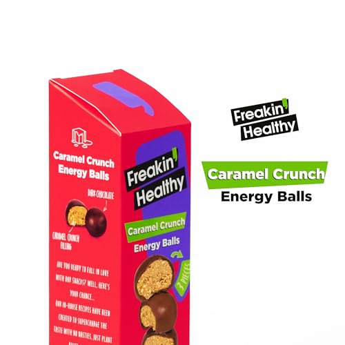 Freakin Healthy Caramel Crunch Energy Balls 60g – Dark Chocolate Covered, Individually Wrapped, Plant Based Snack.