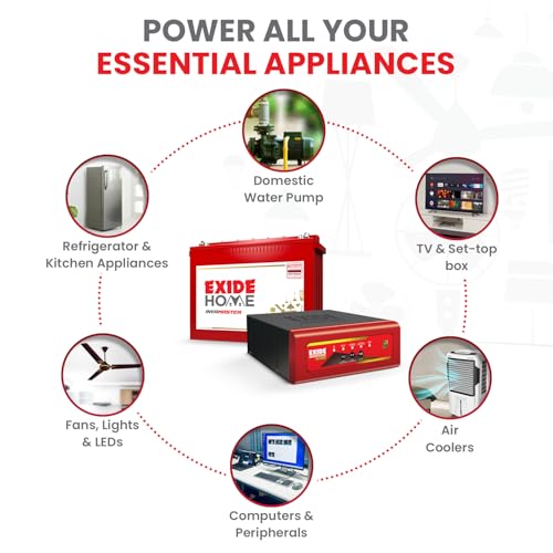 Image of Exide Inverter & Battery Combo for Home, Office & Shop - STAR12V1375 (1375VA /12V) Pure Sine Wave Home UPS + INVA Master IMTT2200 220Ah Tall Tubular Battery | 42M Inverter & 60M Battery Warranty