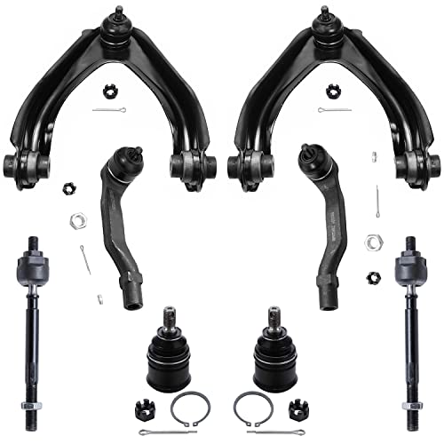 Image of Detroit Axle Front Upper Control Arms w /Ball Joints + Lower Ball Joints + Inner & Outer Tie Rods Replacement for 1997-2001 Honda CR-V - 8pc Set