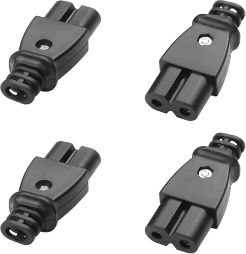 4 Conectores IEC320 C8 C7 de 2 Clavijas módulo de Entrada IEC Conector de alimentación Toma de Corriente Enchufe Recto 250 V CA 2,5 A Enchufe eléctrico Adaptador de Montaje con Tornillo CA