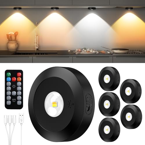 JVURICE Vitrinenbeleuchtung LED Spot 2400mAh Akku Kabellos Dimmbar Schrankbeleuchtung Regal Beleuchtung 3 Farbtemperaturen Timing Magnetische Batterie Led Für Vitrinenbeleuchtung Mit Fernbedienung