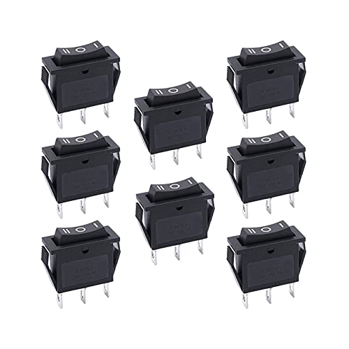 Interrupteur rocker spdt 3 broches noir ac 250v 15a pour petit appareil lot de 8