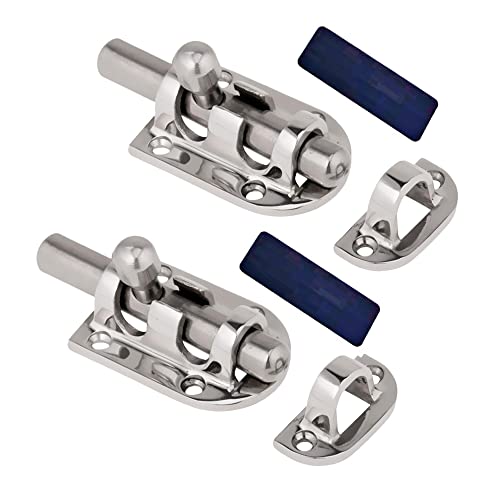 Image of 1 /2Pack Stainless Steel 316 Door Window Lock Latch ,Marine Barrel Bolt Clasp Sliding Hasp Locks Push Pull Toggle Buckle W /Rubber gaskets (2Pack, Length: 110mm 4.33inch)