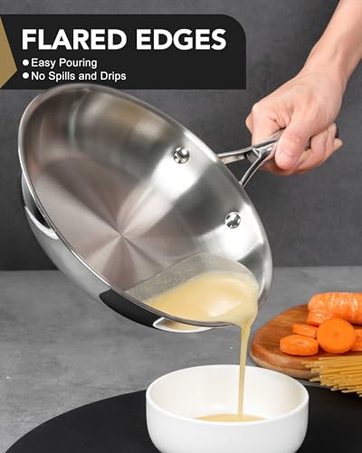MICHELANGELO 20cm Stainless Steel Frying Pan, Small Skillet with Triply Base, Stainless Steel Pan with Ergonomic Handle, Induction Compatible - Image 6