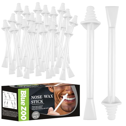 100Pcs Nose Wax Sticks Applicator with Disposable Spatulas for Nostril Cleaning Ear Face Eyebrow Mustache Hair Removal for Men Women Painless with Delicate Packing Box for Gift BlueZOO