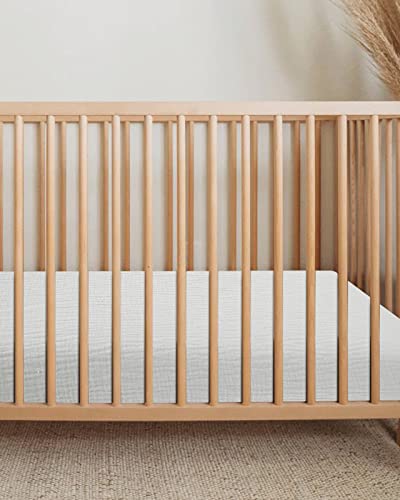 Image of Bassinet Sheet for Baby Boy and Girl, Fitted Sheets for Rectangle, Oval, Hourglass Bassinet Mattress, Muslin Moses Basket Sheets with Neutral Style (White)