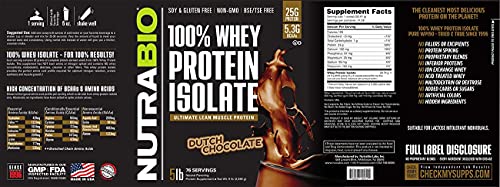 NutraBio 100% Whey Protein Isolate - Complete Amino Acid Profile - 25G of Protein Per Scoop - Soy and Gluten Free - Zero Fillers, Non-GMO, Protein Powder - Chocolate, 5 Pounds - Image 4