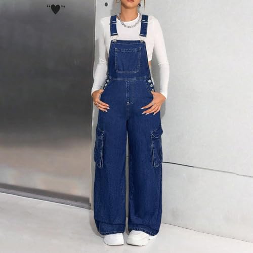 Salopette cargo fille en jean ample à jambe large et look rétro - 3