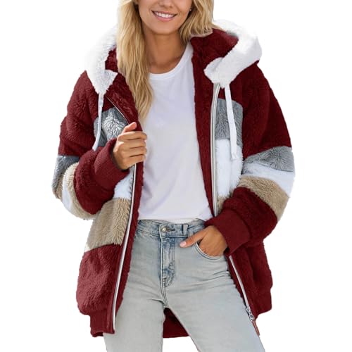 Chaqueta de forro polar de poliéster para mujer manga larga abrigo de invierno con cremallera