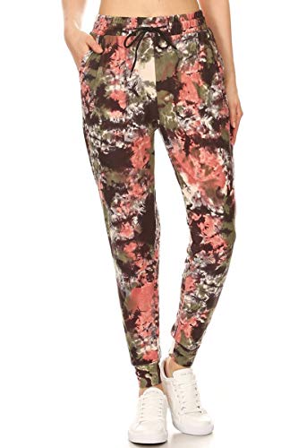 Leggings Depot Women's Relaxed Fit Jogger Track Cuff Sweatpants With Pockets-Q632, X-Large, Multi Tie Dye #TOP1