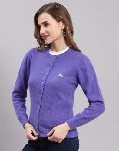 Image of Monte Carlo Women Regular Fit Full Sleeve Solid Round Neck Winter Cardigan (Pack of 1)