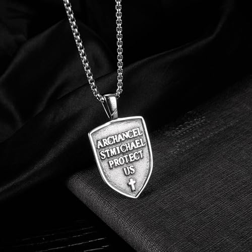Collar San Miguel de acero inoxidable, el regalo ideal con escudo de protección 3